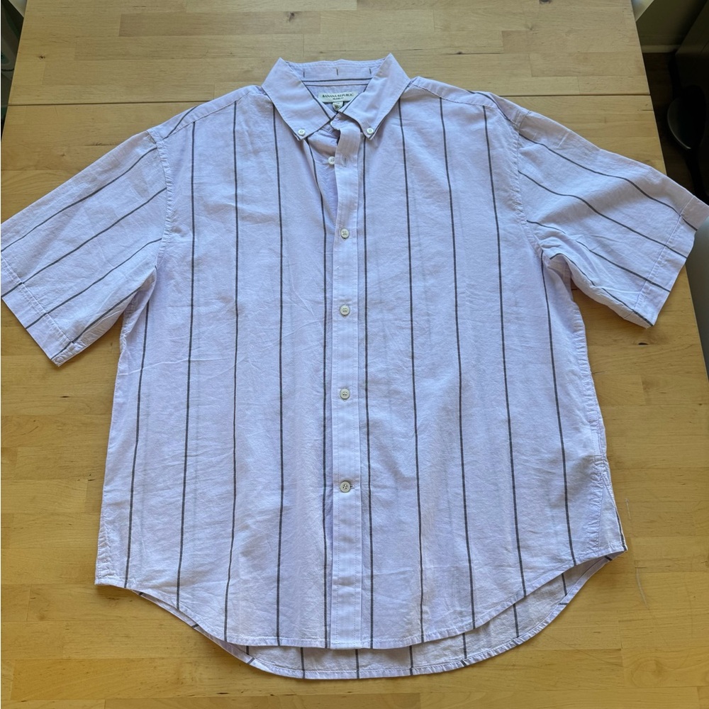 NWT Banana Republic Men's Lavender Striped Button Down Shirt - Relaxed Fit